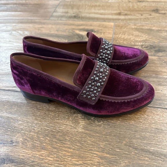 Burgundy  Franco Sarto Classic Low block Heeled Loafers with Studded Detail 7 - Picture 1 of 12
